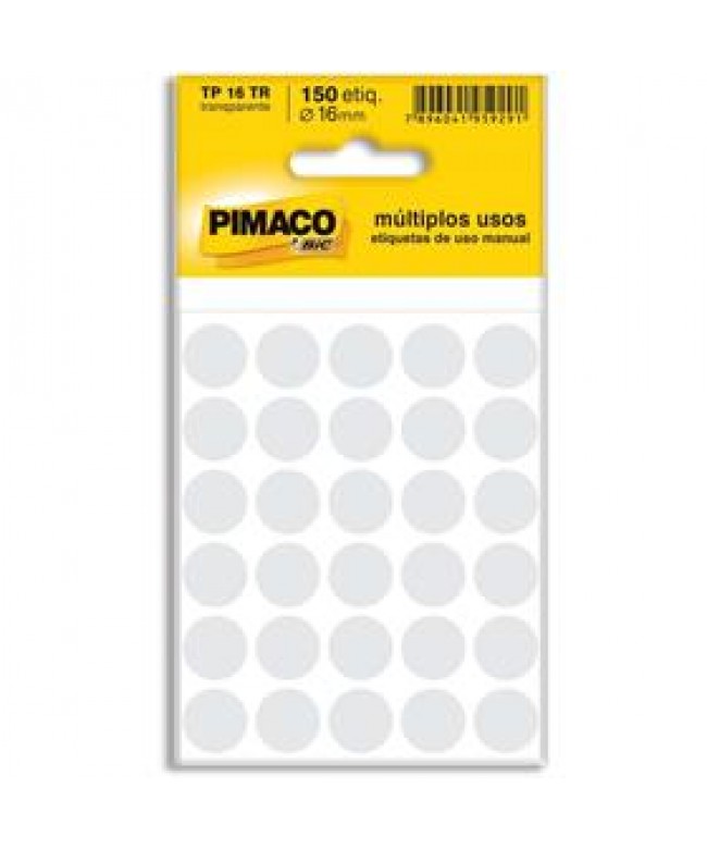 Etiqueta circulo transparente 150 etiquetas 16mm - Pimaco